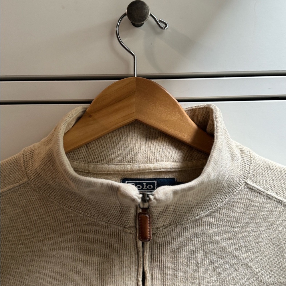 Ralph Lauren Cream Quarter-Zip Pullover Sweater